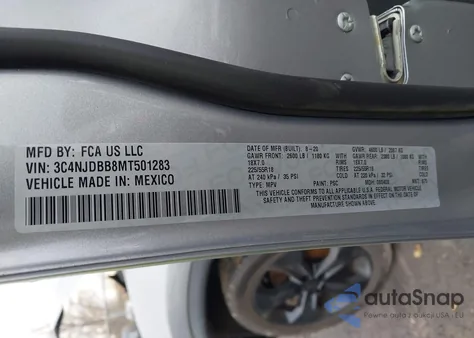 2021 Jeep Compass Altitude 4X4 из США, поврежденный, VIN 3C4NJDBB8MT501283